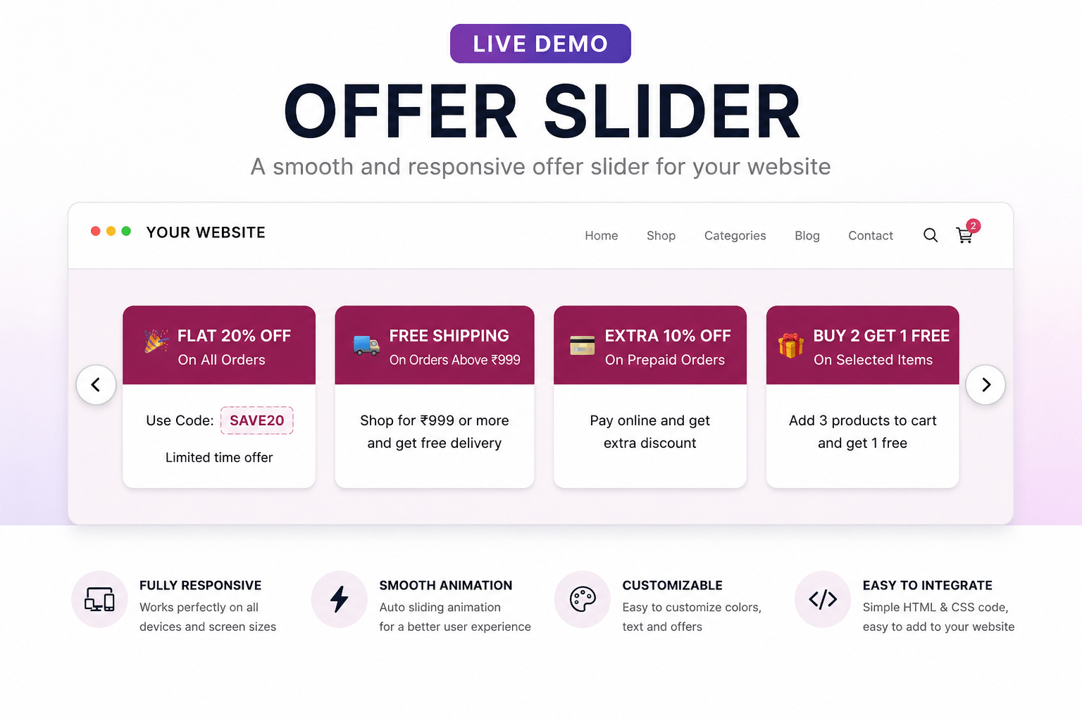 Offer Slider Code for Shopify & WordPress – Free Download